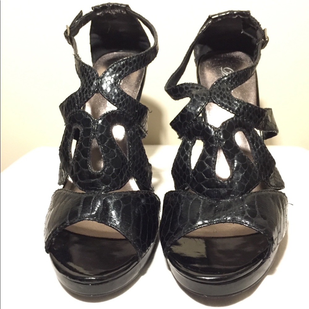 Black straps heels